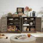 Rustic Faux Rattan Storage Cabinet
