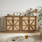 Rustic Faux Rattan Storage Cabinet