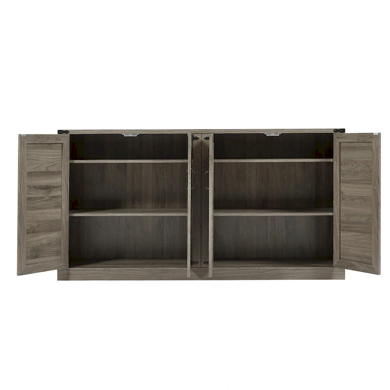 Rustic Faux Rattan Storage Cabinet