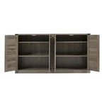 Rustic Faux Rattan Storage Cabinet