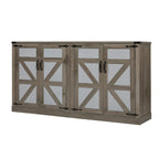 Rustic Faux Rattan Storage Cabinet