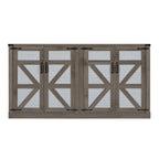 Rustic Faux Rattan Storage Cabinet