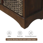 Rustic Storage Cabinet with Two Drawers and Four Classic Rattan Basket for Dining Room/Entryway/Living Room (Antique Navy)