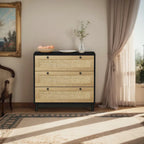 30.313-Drawers Storage Cabinet Rope Woven Drawer,for Bedroom,Living Room,Dining Room,Hallways,Black