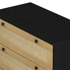 30.313-Drawers Storage Cabinet Rope Woven Drawer,for Bedroom,Living Room,Dining Room,Hallways,Black