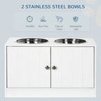Large Elevated Dog Bowls,Storage Cabinet Containing Large 44L Capacity, Raised Dog Bowl Stand Pet Food Bowl Dog Feeding Station