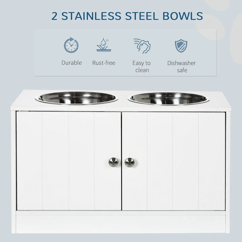 Large Elevated Dog Bowls,Storage Cabinet Containing Large 44L Capacity, Raised Dog Bowl Stand Pet Food Bowl Dog Feeding Station