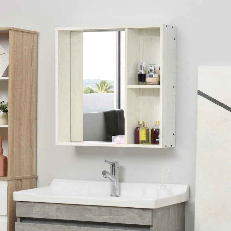 31.5 x 25.5 Bathroom Medicine Cabinet with Mirror, Storage Shelf,White