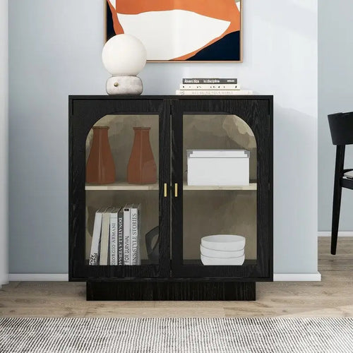 2 Storage Cabinet with Glass Door for Living Room, Dining Room, Study