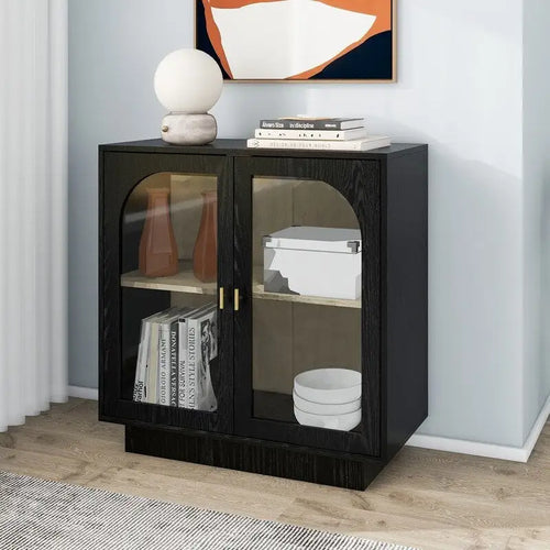 2 Storage Cabinet with Glass Door for Living Room, Dining Room, Study