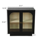 2 Storage Cabinet with Glass Door for Living Room, Dining Room, Study
