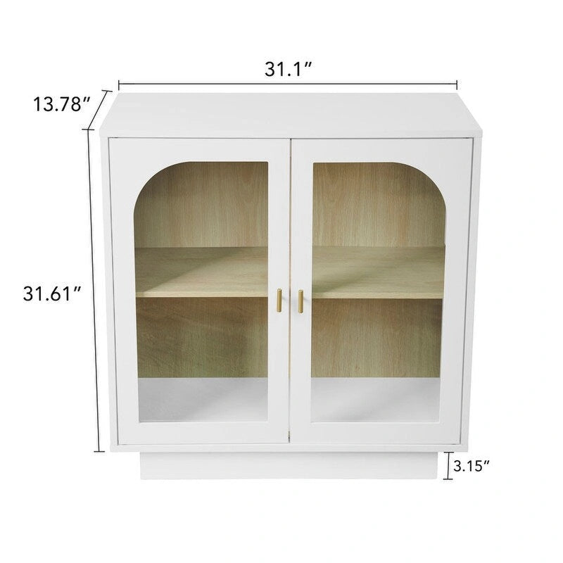 2 Storage Cabinet with Glass Door for Living Room, Dining Room, Study