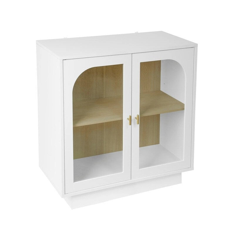 2 Storage Cabinet with Glass Door for Living Room, Dining Room, Study