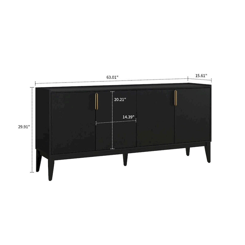 Classic Wooden Sideboard with Solid Rubberwood Legs