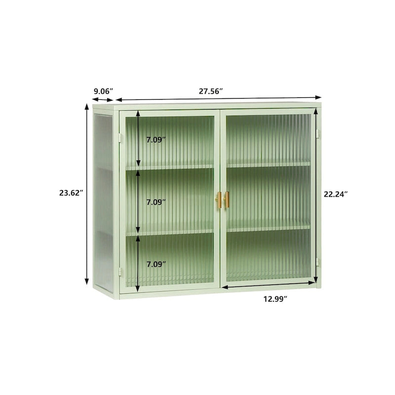 27.56Glass Doors Modern Two-door Wall Cabinet with Featuring Three-tier Storage for Entryway Living Room Bathroom Dining Room