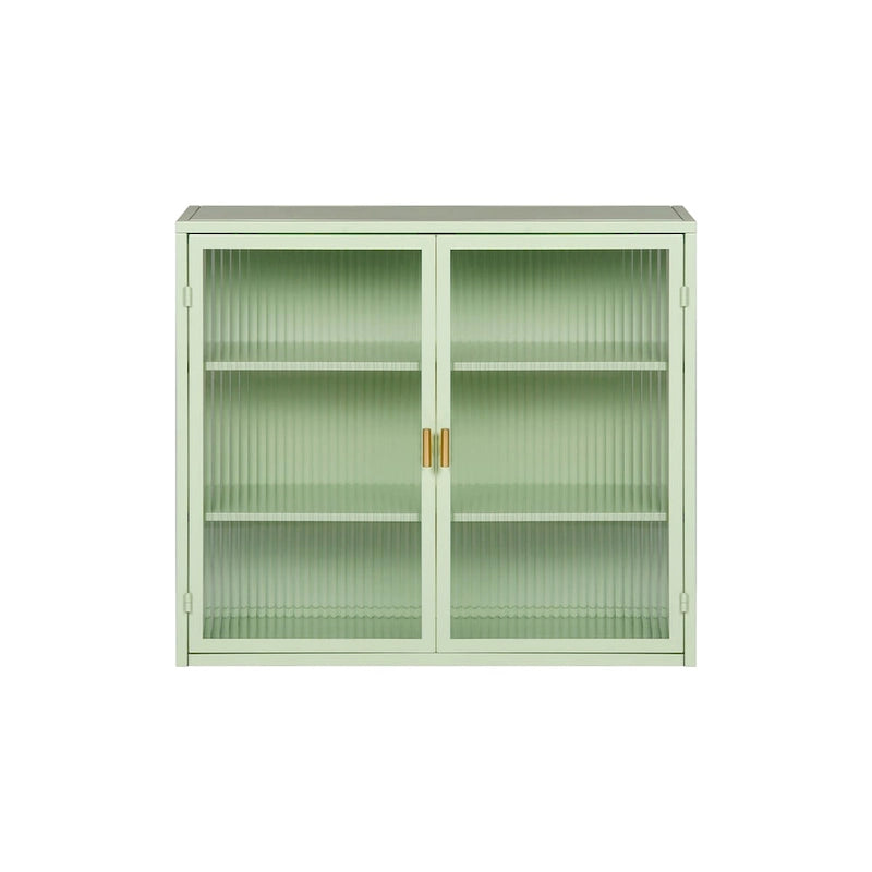 27.56Glass Doors Modern Two-door Wall Cabinet with Featuring Three-tier Storage for Entryway Living Room Bathroom Dining Room