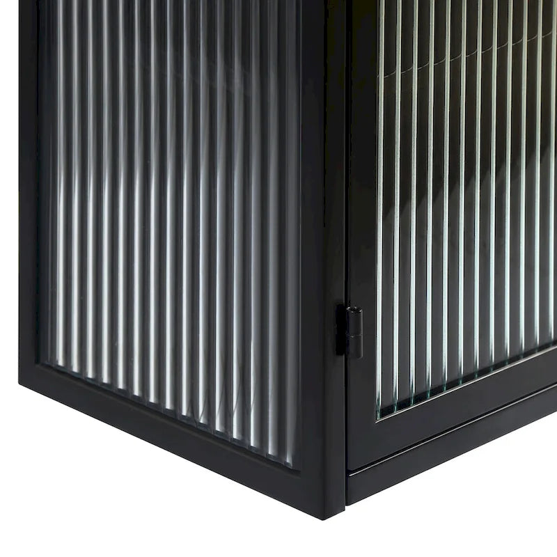 27.56Glass Doors Modern Two-door Wall Cabinet with Featuring Three-tier Storage for Entryway Living Room Bathroom Dining Room