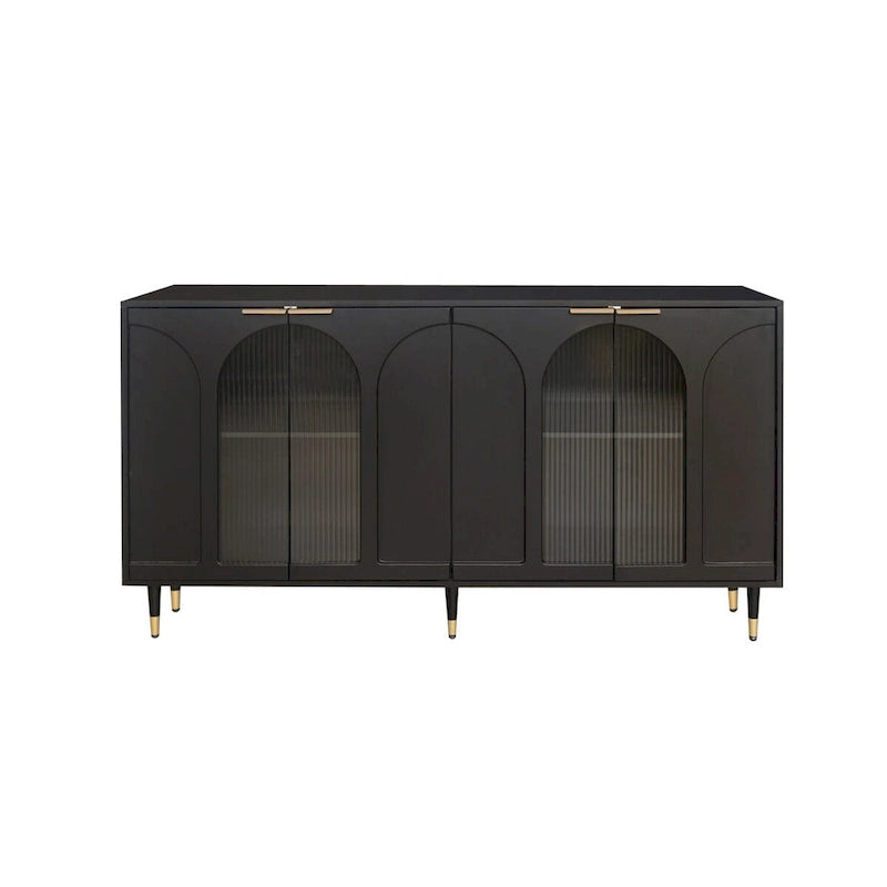 Accent Cabinet Wooden Cabinet with 4 Glass Doors