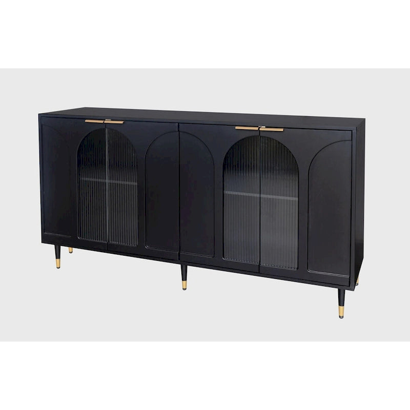 Accent Cabinet Wooden Cabinet with 4 Glass Doors