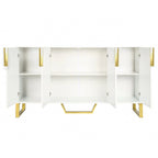 Kitchen Sideboard Cabinet with 4 Doors, Meta handles, Legs and Adjustable Shelves - 60L x 15.7W x 34H