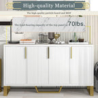 Kitchen Sideboard Cabinet with 4 Doors, Meta handles, Legs and Adjustable Shelves - 60L x 15.7W x 34H