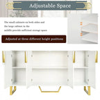 Kitchen Sideboard Cabinet with 4 Doors, Meta handles, Legs and Adjustable Shelves - 60L x 15.7W x 34H