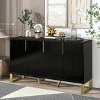 Kitchen Sideboard Cabinet with 4 Doors, Meta handles, Legs and Adjustable Shelves - 60L x 15.7W x 34H