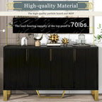Kitchen Sideboard Cabinet with 4 Doors, Meta handles, Legs and Adjustable Shelves - 60L x 15.7W x 34H