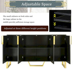 Kitchen Sideboard Cabinet with 4 Doors, Meta handles, Legs and Adjustable Shelves - 60L x 15.7W x 34H