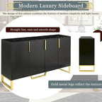 Kitchen Sideboard Cabinet with 4 Doors, Meta handles, Legs and Adjustable Shelves - 60L x 15.7W x 34H