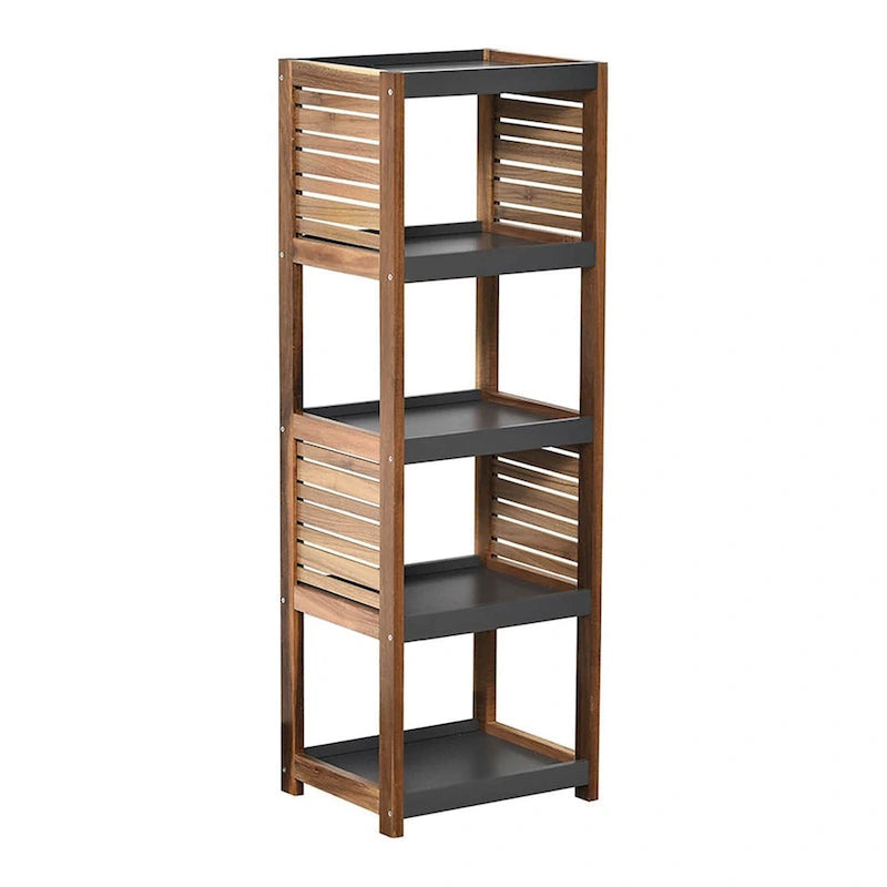 Open-Shelf Storage Unit with Vented Design, Brown and Gray 42 3/4Hx14.5Lx11 3/4W