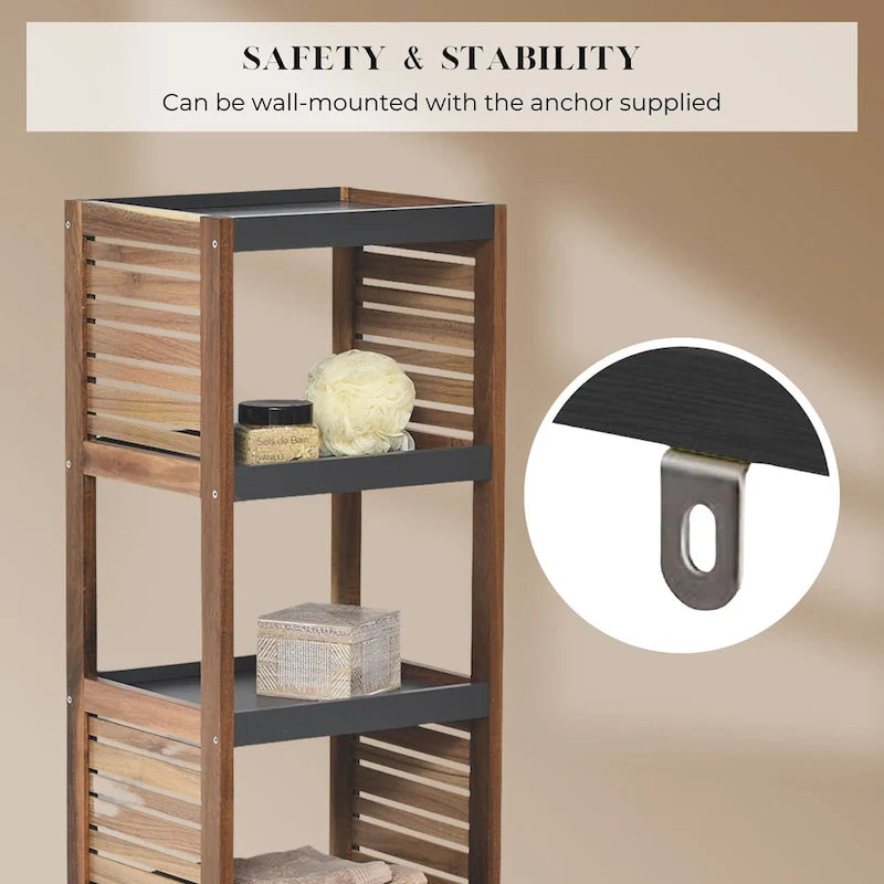 Open-Shelf Storage Unit with Vented Design, Brown and Gray 42 3/4Hx14.5Lx11 3/4W