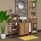 Open-Shelf Storage Unit with Vented Design, Brown and Gray 42 3/4Hx14.5Lx11 3/4W