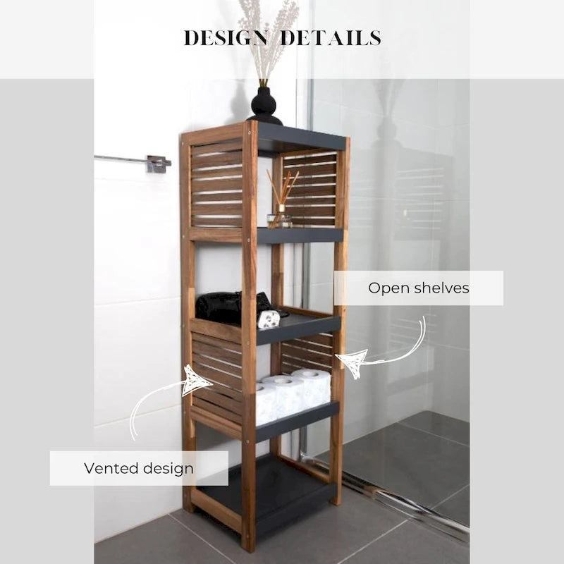 Open-Shelf Storage Unit with Vented Design, Brown and Gray 42 3/4Hx14.5Lx11 3/4W