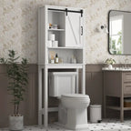 Bathroom Storage Cabinet Over Toilet with Adjustable Shelves Barn Door