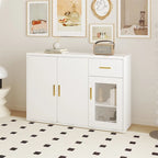 Modern Wood Buffet Cabinet with Doors and Drawers