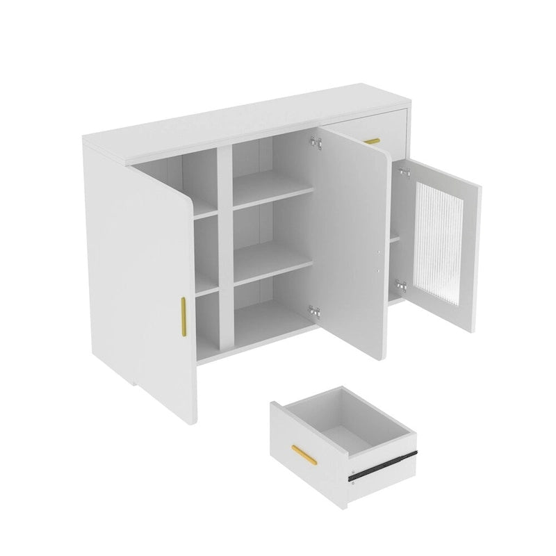 Modern Wood Buffet Cabinet with Doors and Drawers