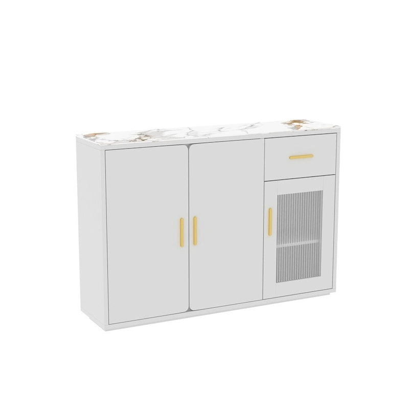 Modern Wood Buffet Cabinet with Doors and Drawers