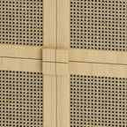 4-Doors Rattan Mesh Storage Cabinet, Sideboard with Eight Storage Spaces, for Entryway, Living Room, Hallway (Natural)